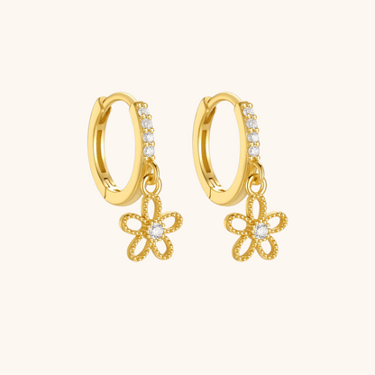 Sparkling Daisy Hoop Earrings