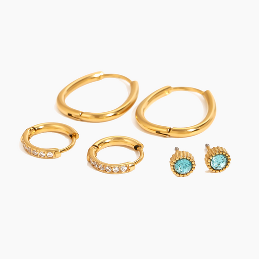 Azure Glow Hoop Earring Set