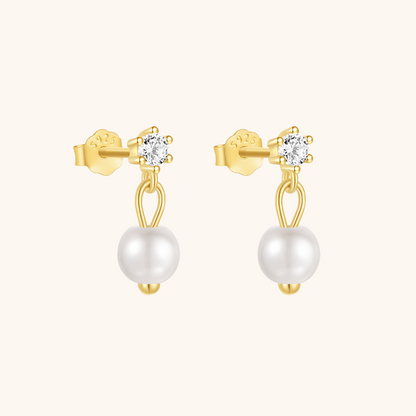 Boucles d'oreilles pendantes en argent sterling 925 avec perles et accents en zircone