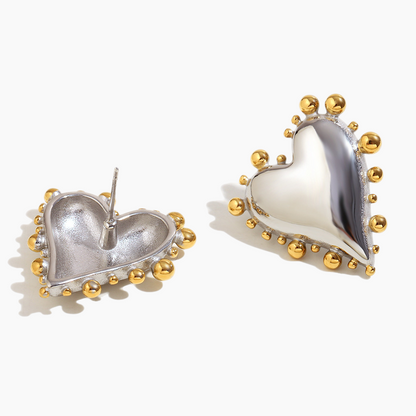Celestia Dual-Tone Heart Earrings