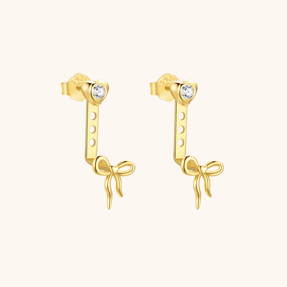 Bow Drop Earrings with Zirconia