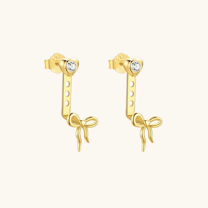 Bow Drop Earrings with Zirconia