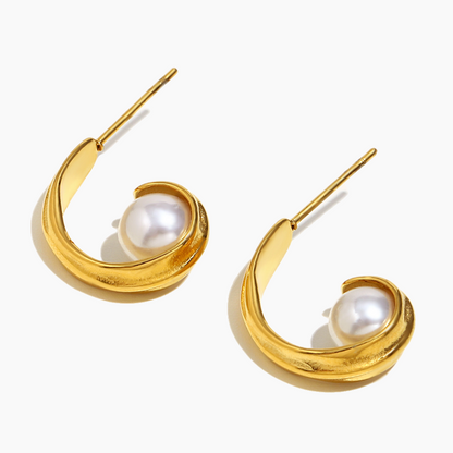 Lustre Curl Pearl Hoops