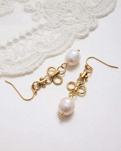 Clover Pearl Drop Earrings