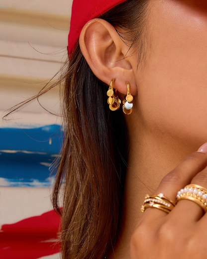 Dazzle Coin Drop Earrings – Golden & Silver Mix