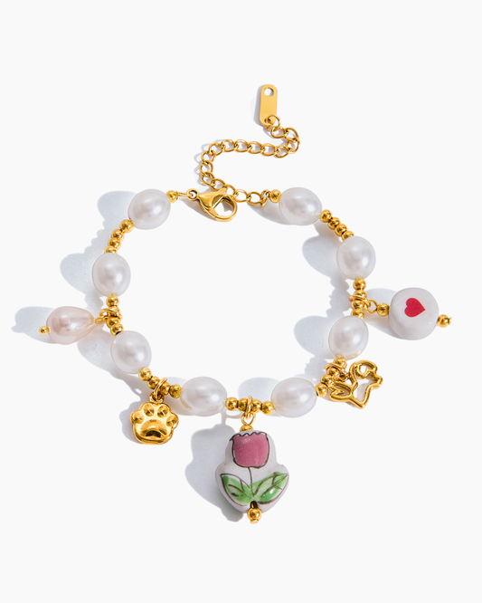 Playful Paw & Heart Charm Bracelet