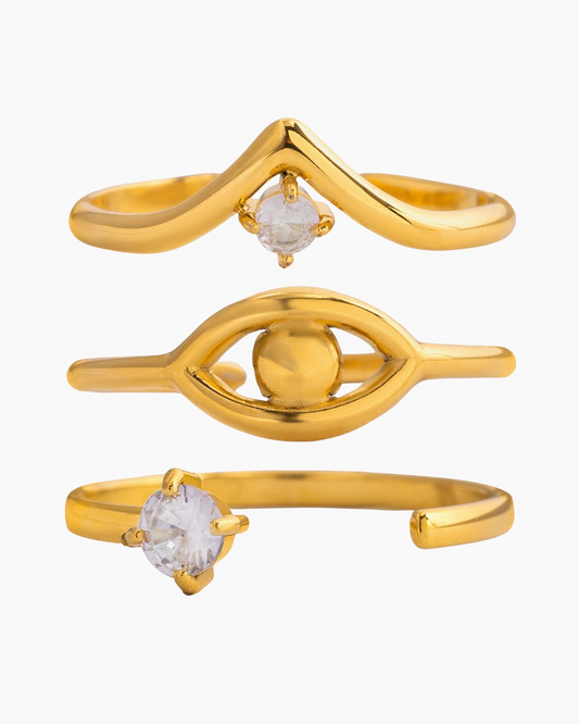 Evil Eye Crystal Stackable Ring Set