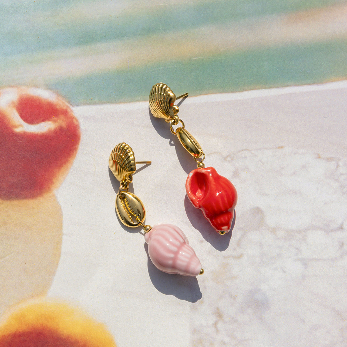 Tropical Shell Drop Earrings