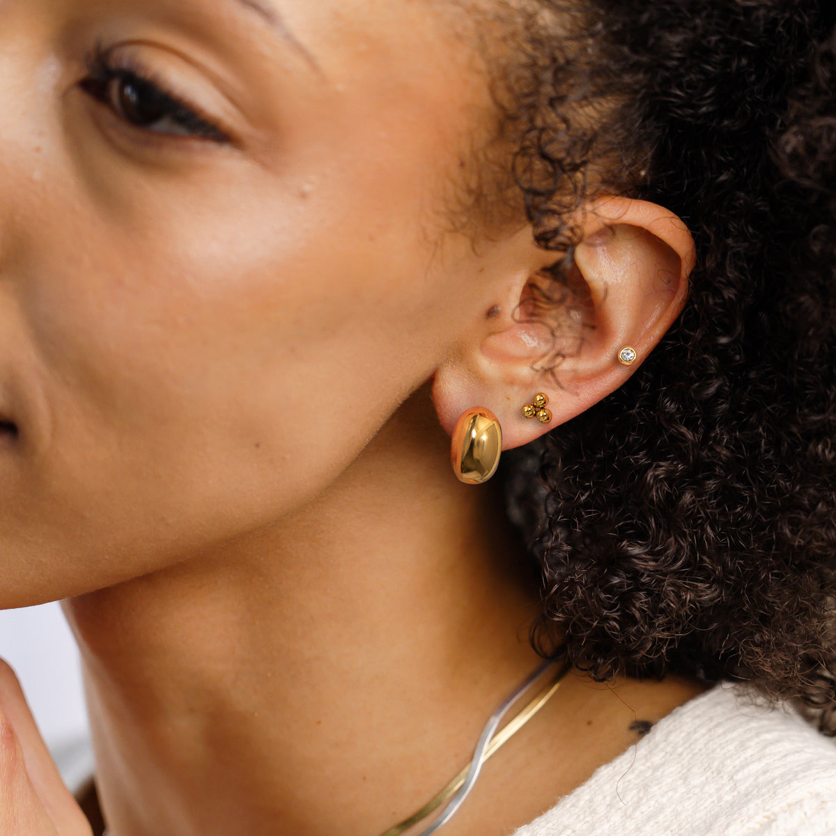 Golden Prelude – Geometric Trio Earring Set
