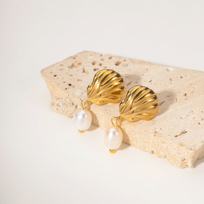 Whispering Shell Pearl Earrings