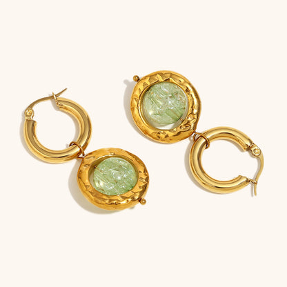 Azure Sea Glass Gold Earrings
