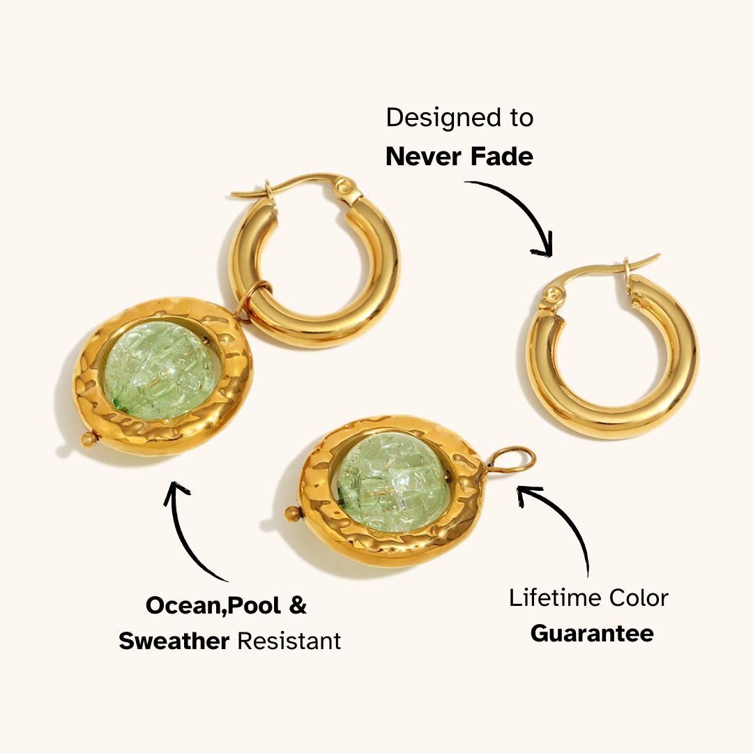 Azure Sea Glass Gold Earrings