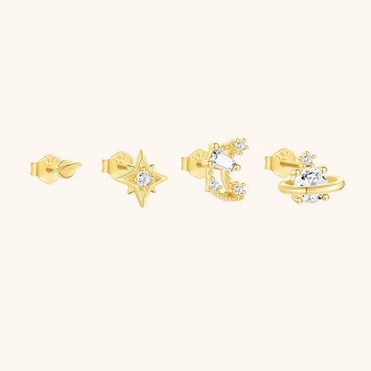 Ensemble de boucles d'oreilles en zircone céleste avec étoile et planète