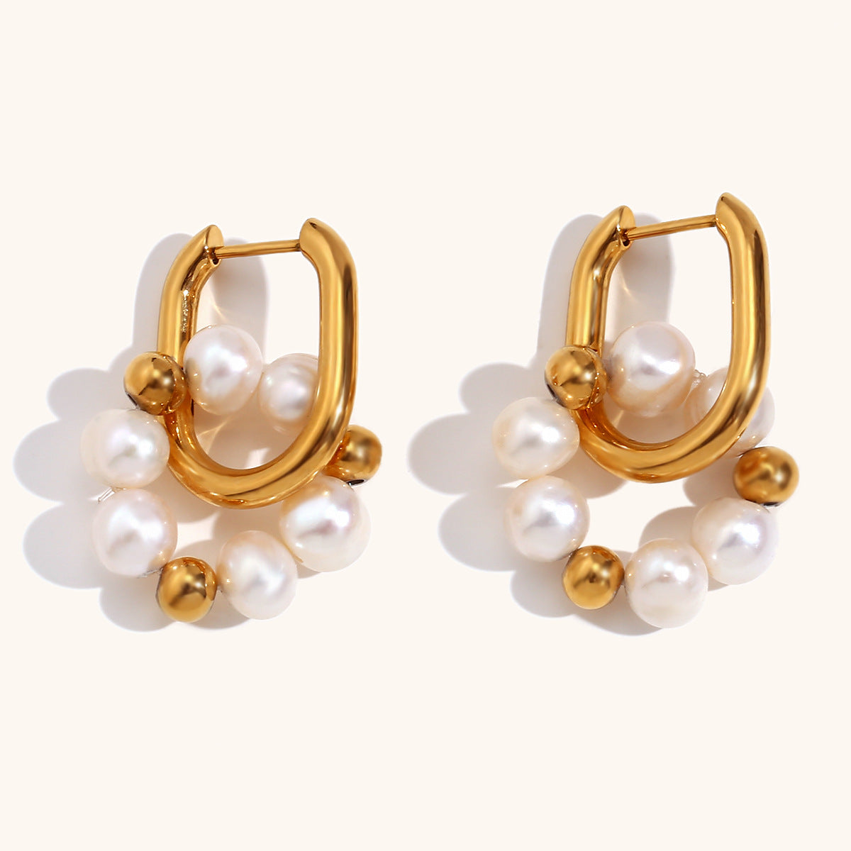Lustrous Pearl Hoop Earrings