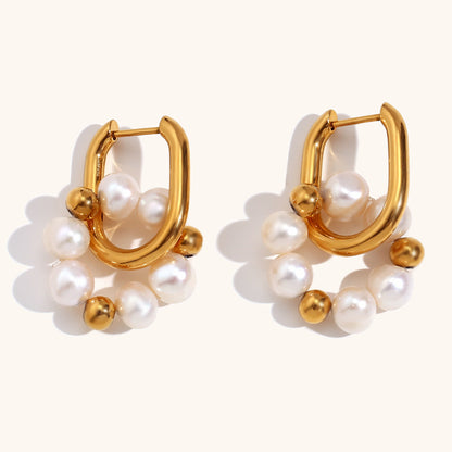 Lustrous Pearl Hoop Earrings