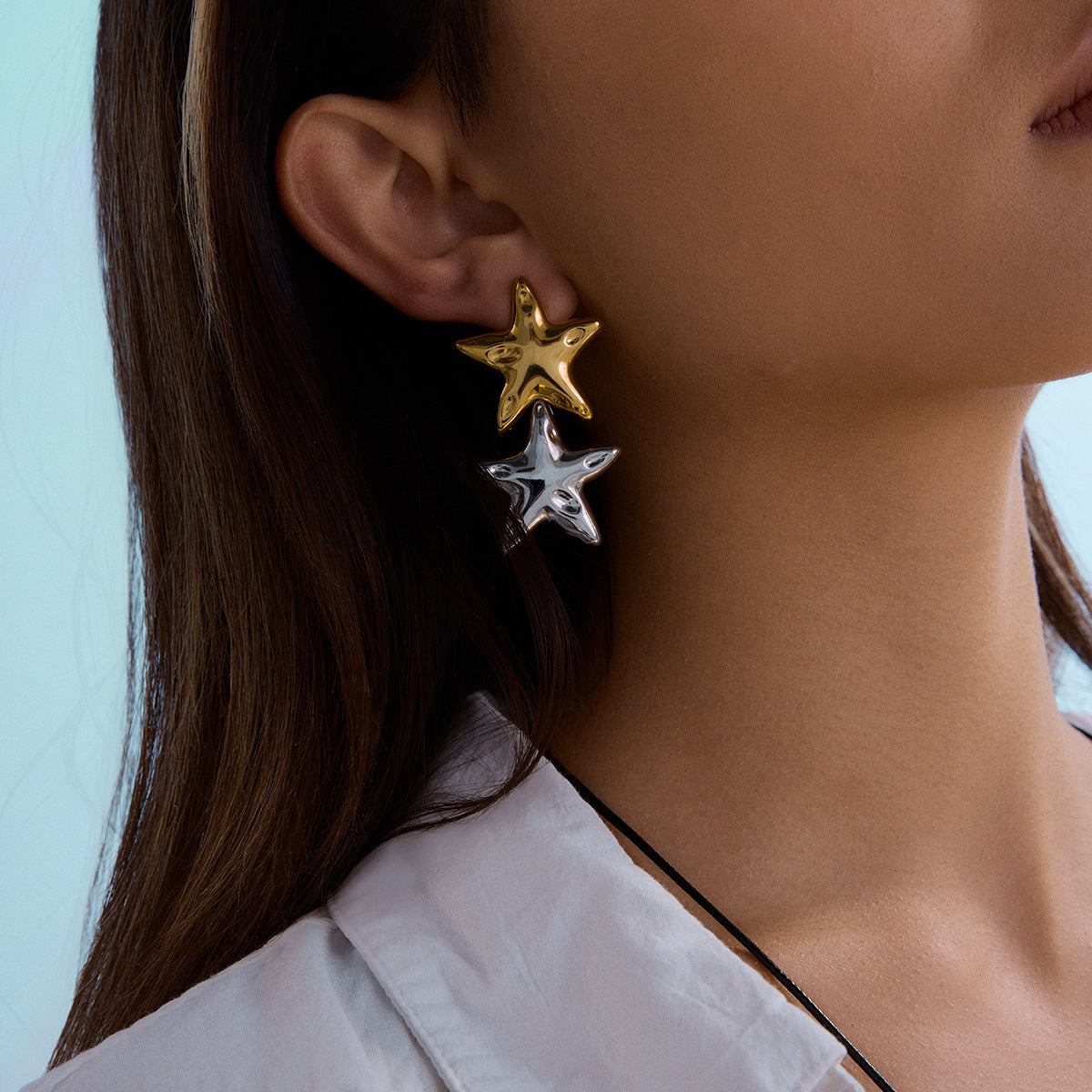 Starry Ocean Dual-Tone Earrings