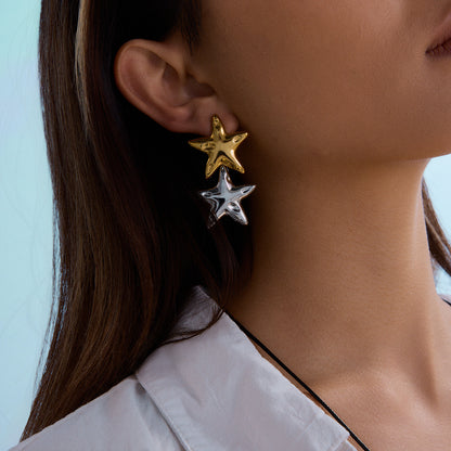 Starry Ocean Dual-Tone Earrings