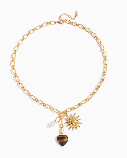 Solar Heart Tiger Eye Necklace