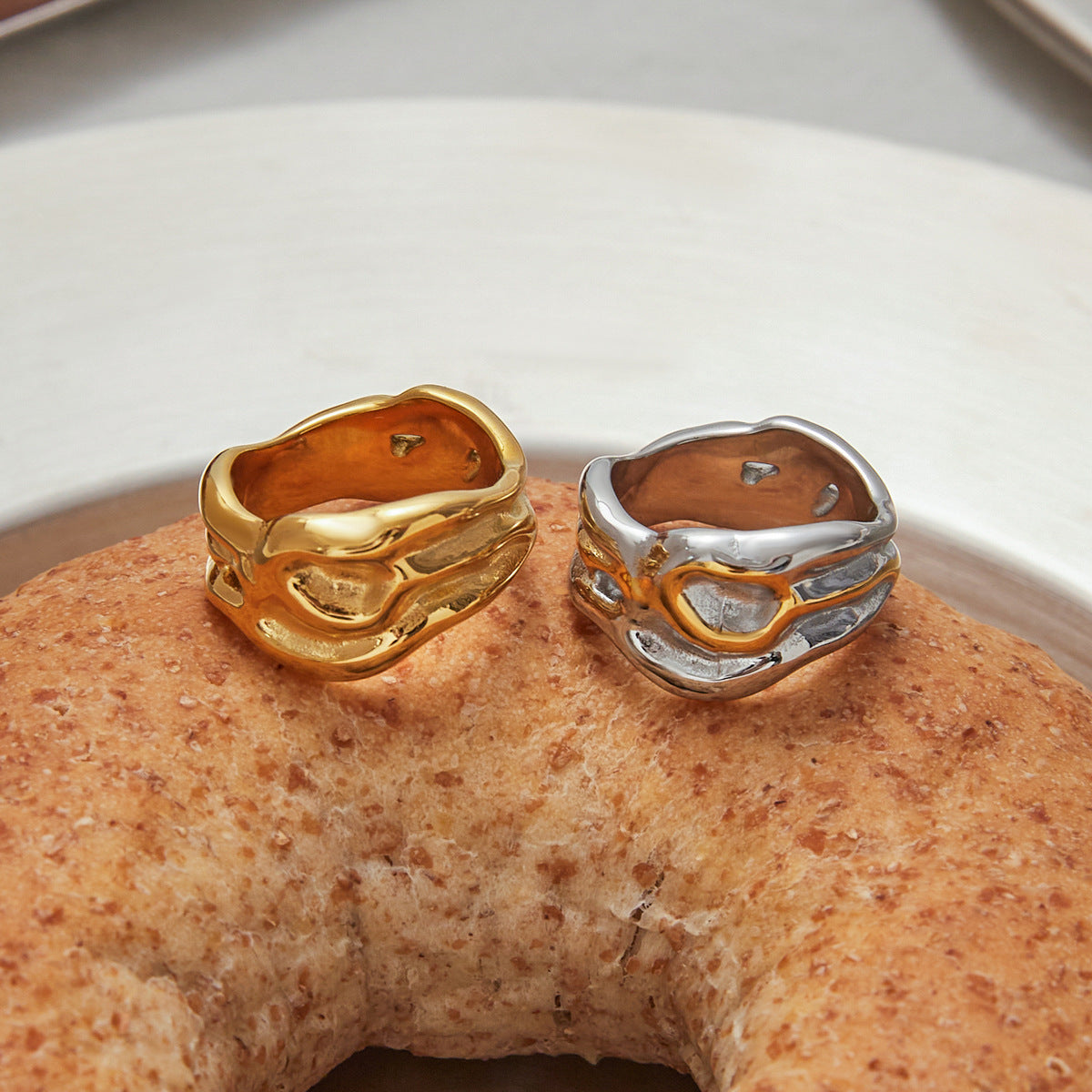 Molten Edge Band Ring - Silver