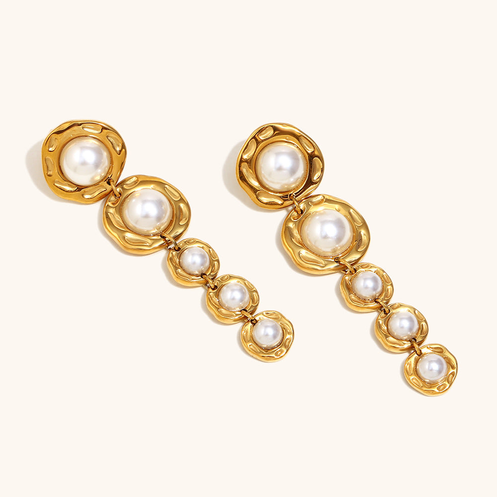 Golden Cascade Pearl Earrings