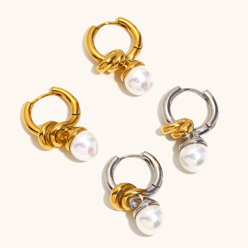 Pearl Knot Hoop Earrings