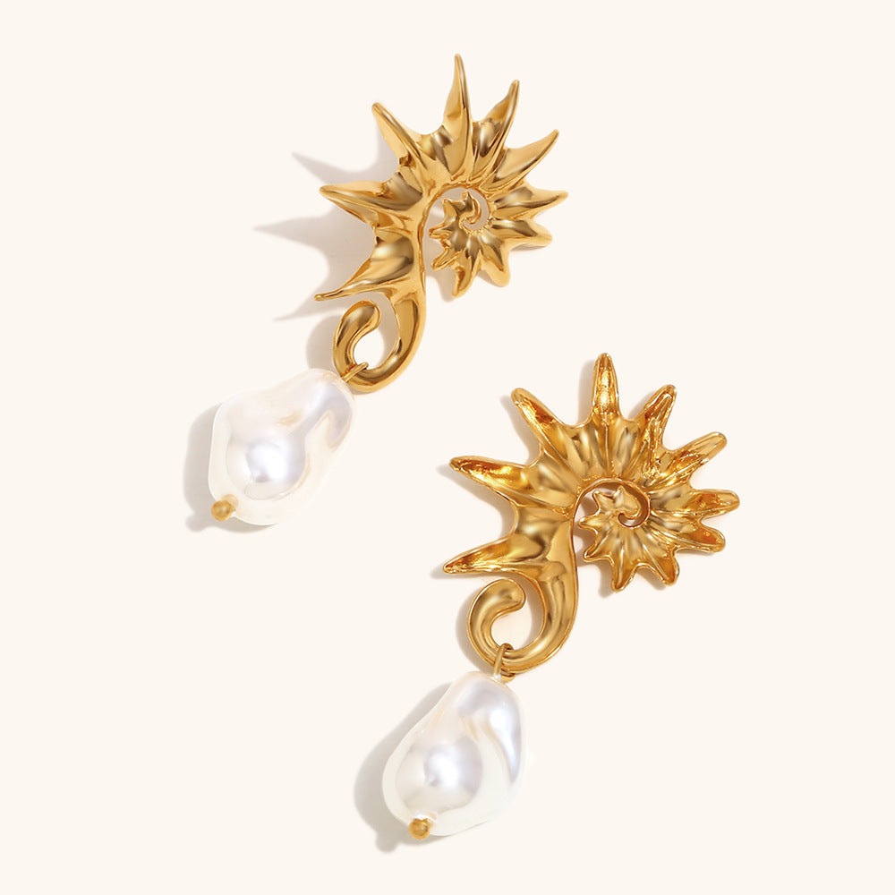 Seahorse Pearl Drop Earrings