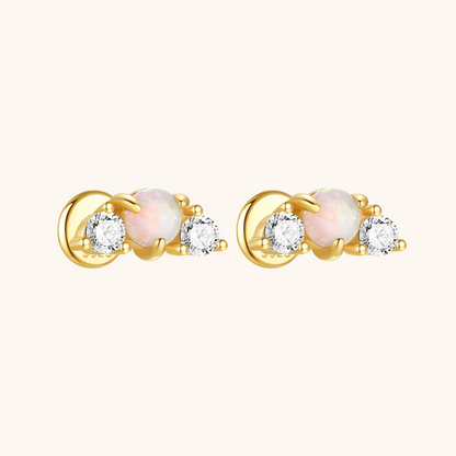 Opal and Zirconia Labret Stud Earrings