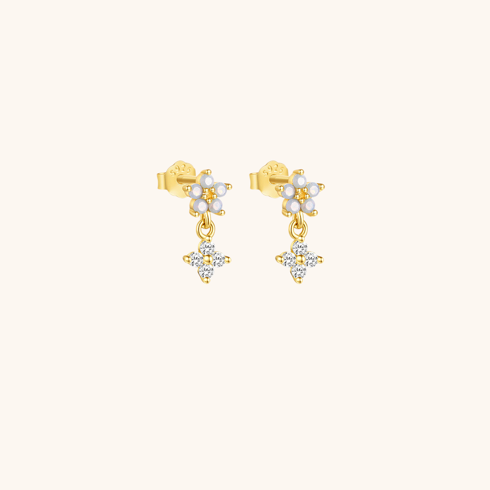 Boucles d'oreilles pendantes en argent sterling 925 avec opale bleue et zircone