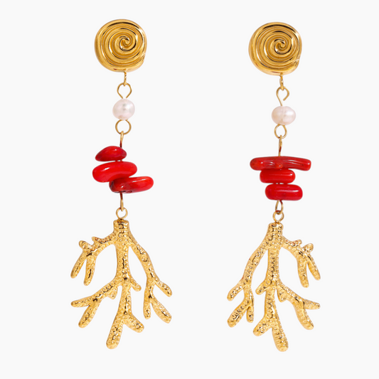 Red Coral Reef Earrings