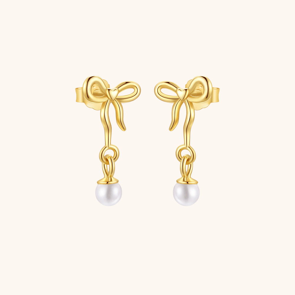 Bow and Pearl Drop Earrings