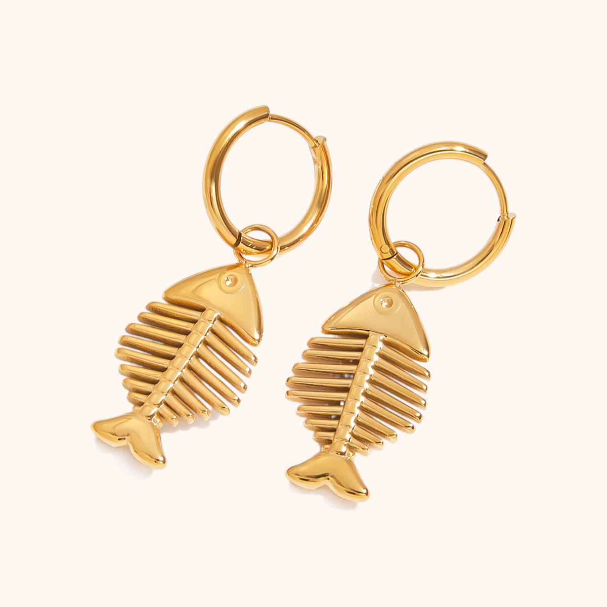Golden Fishbone Drop Earrings