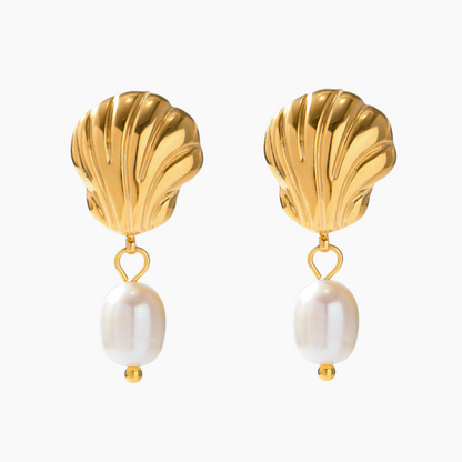 Whispering Shell Pearl Earrings