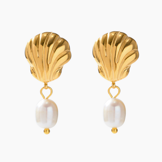 Whispering Shell Pearl Earrings