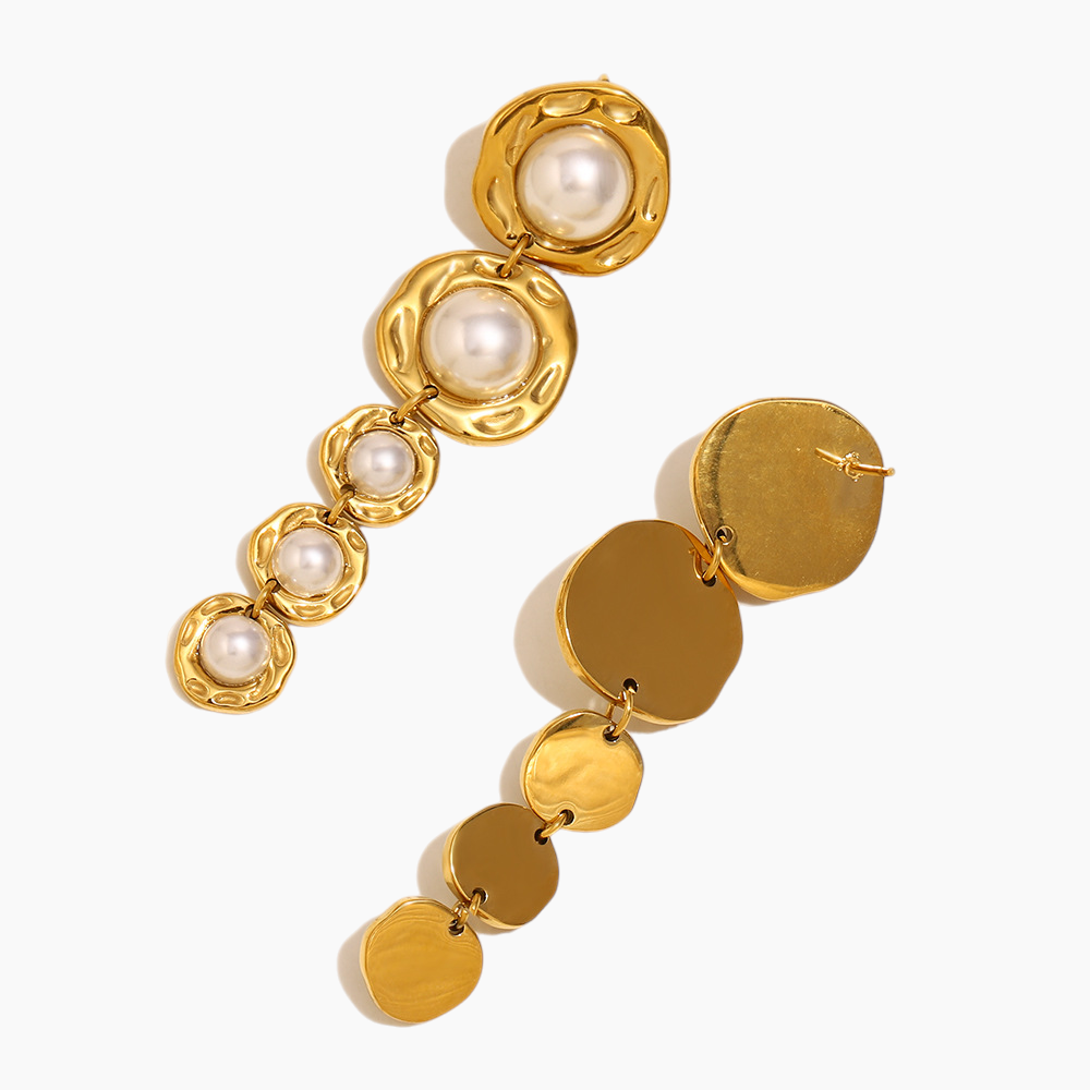 Golden Cascade Pearl Earrings