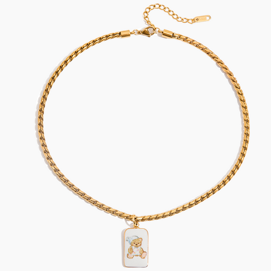Teddy Tag Pendant Necklace