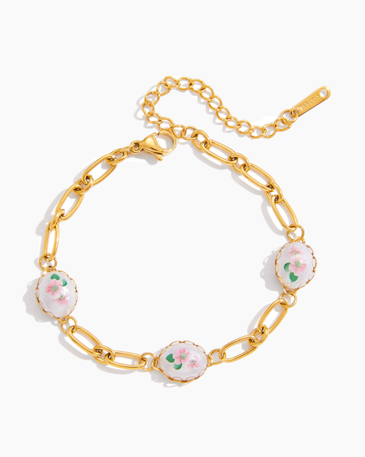 Enamel Sakura Charm Bracelet