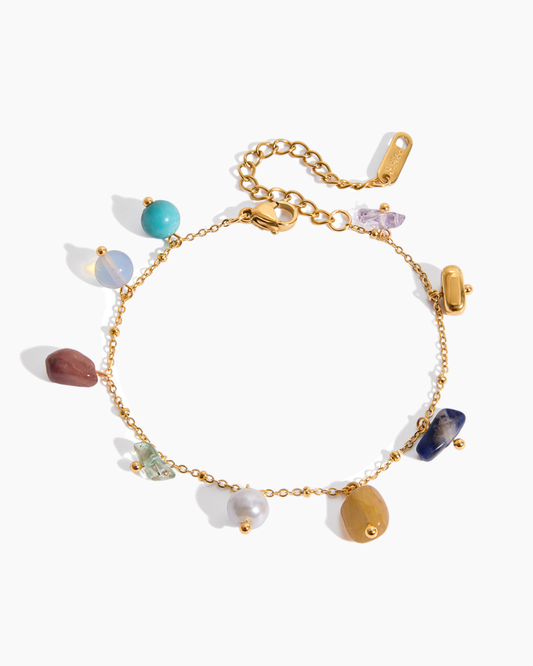 Boho Gemstone Charm Bracelet