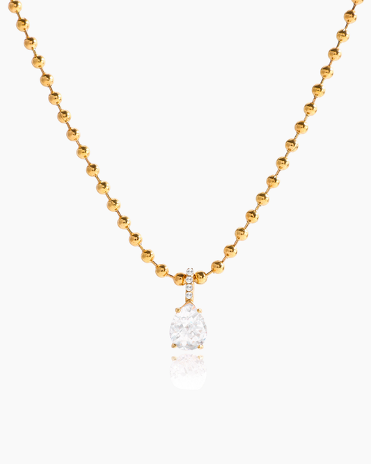 Crystal Teardrop Pendant Necklace