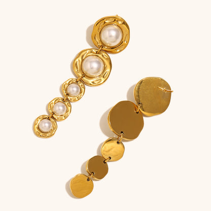 Golden Cascade Pearl Earrings