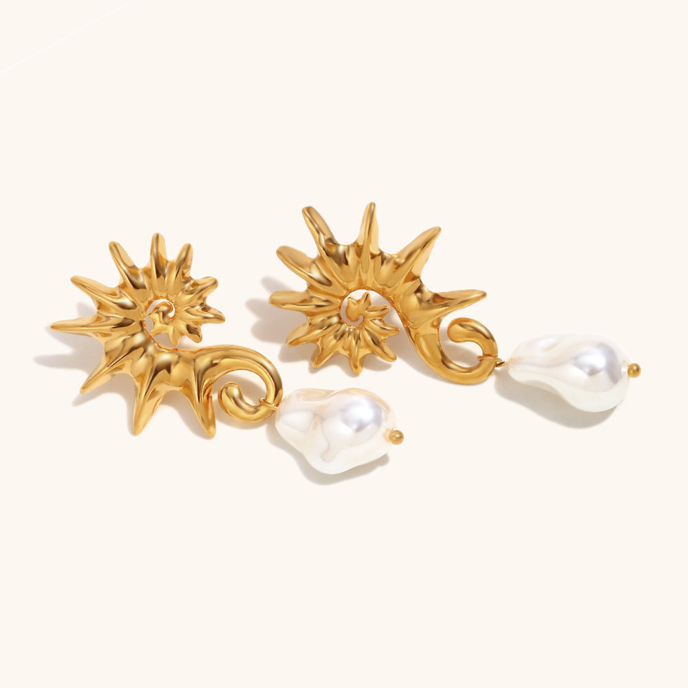 Seahorse Pearl Drop Earrings