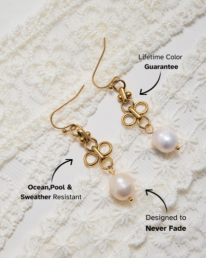 Clover Pearl Drop Earrings