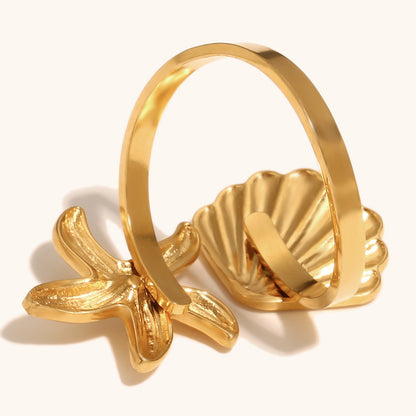 Starfish & Seashell Ring