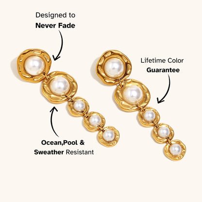 Golden Cascade Pearl Earrings