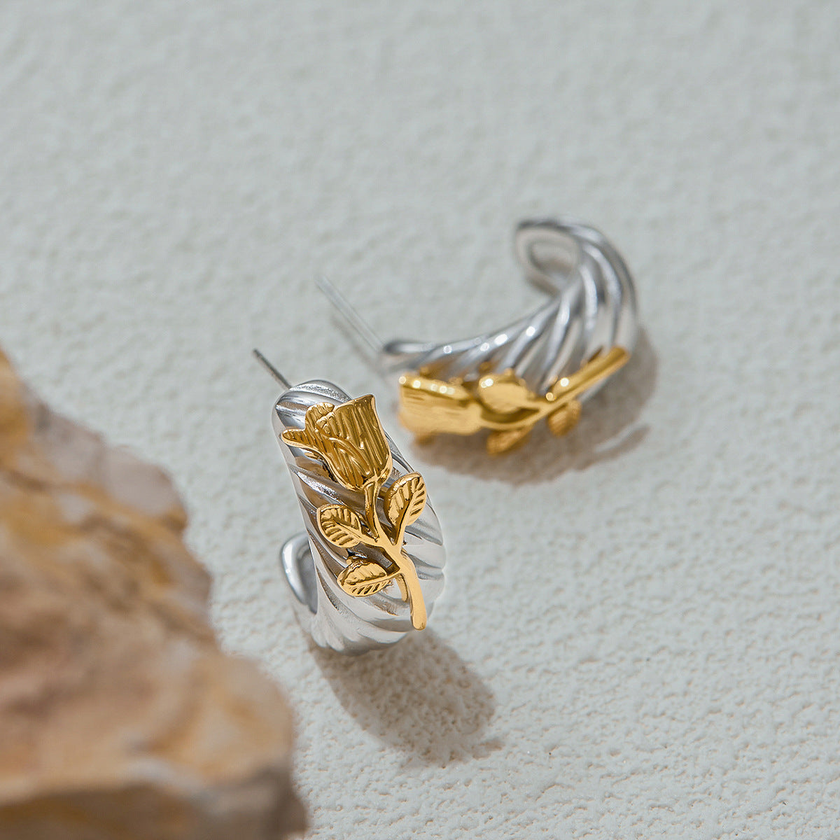 Rose Relic Ear Hoops