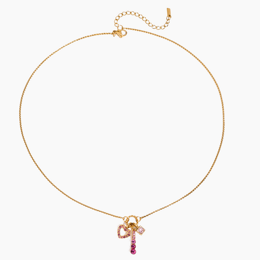 Pink Bow Heart Pendant Necklace