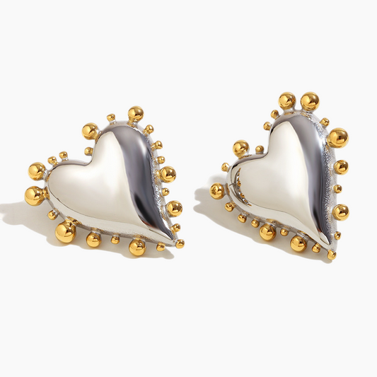 Celestia Dual-Tone Heart Earrings