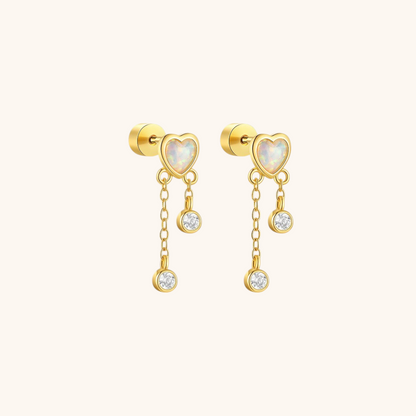 Opal Heart Dangle Piercing Earring