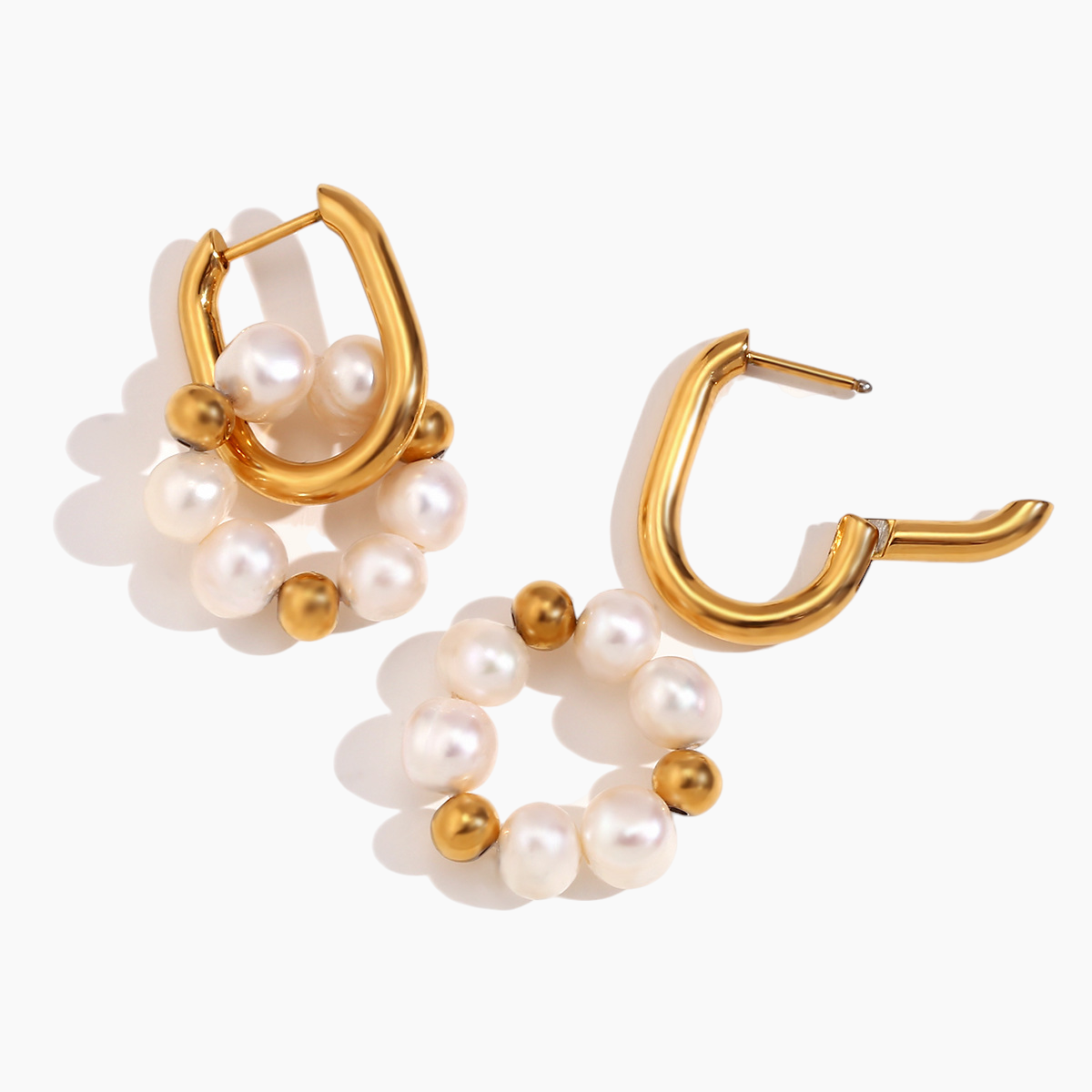 Lustrous Pearl Hoop Earrings