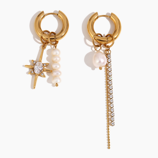 Celestial Pearl Mismatched Earrings