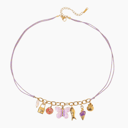 Whimsical Charms Purple Rope Necklace